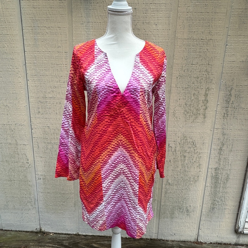Echo Vibrant Pink Orange Cotton Swim Coverup
